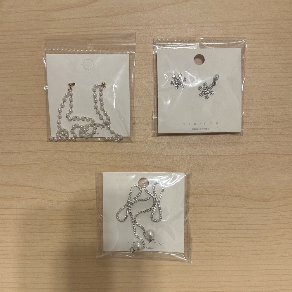 N.Y.U Sterling Silver 925 Earrings (3 Pairs)